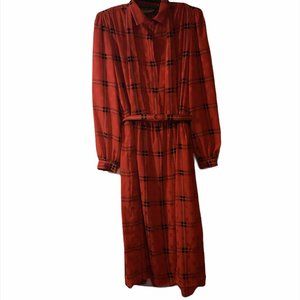 Liz Claiborne Dress Vintage Plaid 1980's Collared